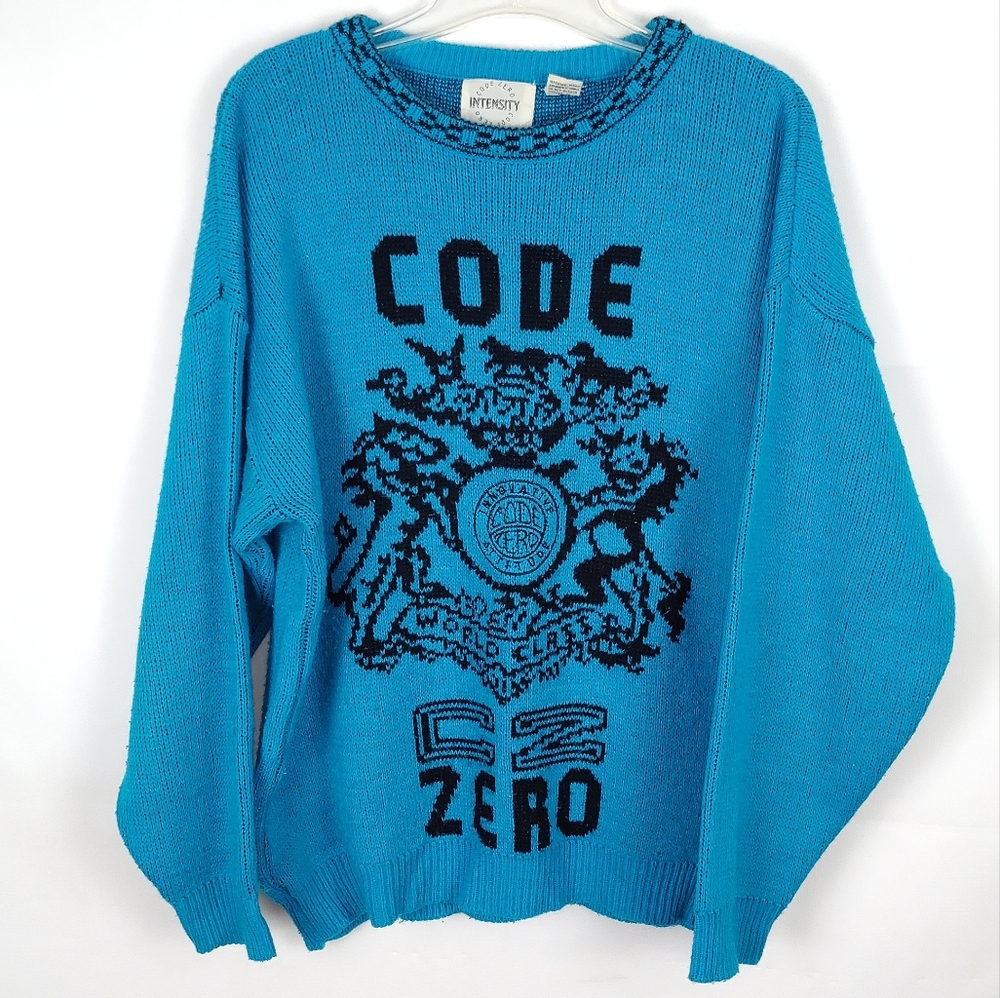90's Vintage Code Zero Sweater Pullover Mens M Casual Going Out Academia Winter